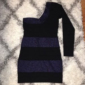 Blue and black bodycon dress